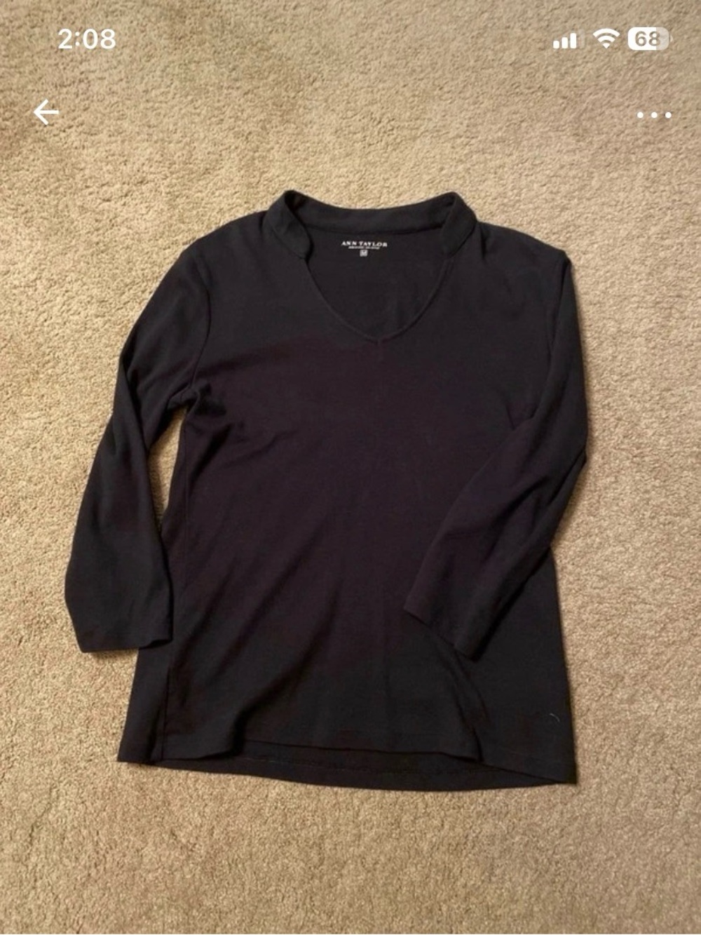 Ann Taylor Black V-Neck 3/4 Sleeve Top Size M
